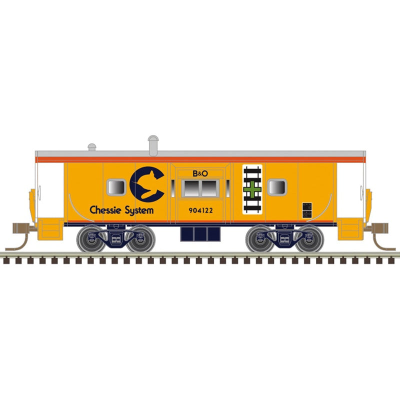 Atlas N International Steel Bay Window Caboose - Ready to Run - Master(R) -- Chessie System B&O #904020 (yellow, blue, vermillion, silver)
