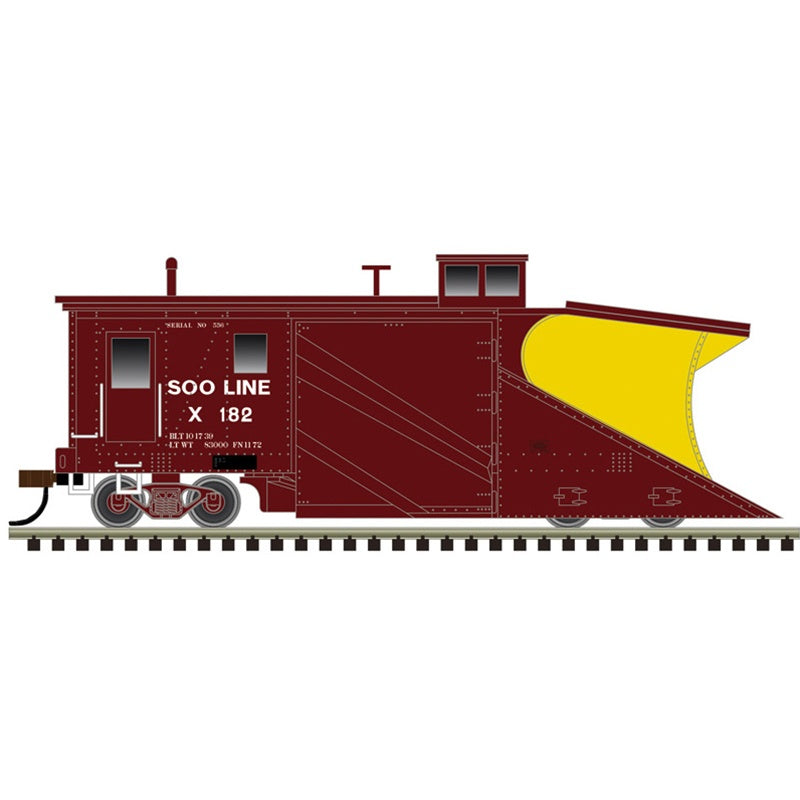 Atlas N Russell Snow Plow - Ready to Run - Master(R) -- Soo Line #X182 (Boxcar Red, yellow)