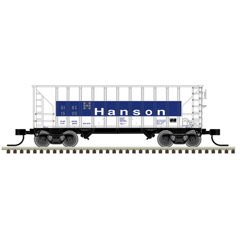 Atlas N Greenville 100-Ton 2-Bay Hopper - Ready to Run - Master(R) -- Hanson GIHX #1542 (white, blue, gray)