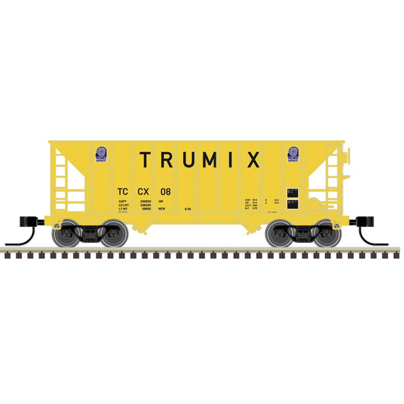Atlas N Greenville 100-Ton 2-Bay Hopper - Ready to Run - Master(R) -- Trumix TCCX #23 (yellow, black, blue)