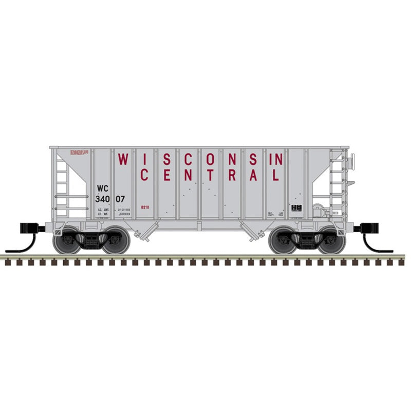 Atlas N Greenville 100-Ton 2-Bay Hopper - Ready to Run - Master(R) -- Wisconsin Central #34004 (gray, maroon)