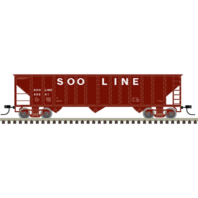 Atlas N 90-Ton 3-Bay Hopper with Load - Ready to Run -- Soo Line #60641 (Boxcar Red, white)