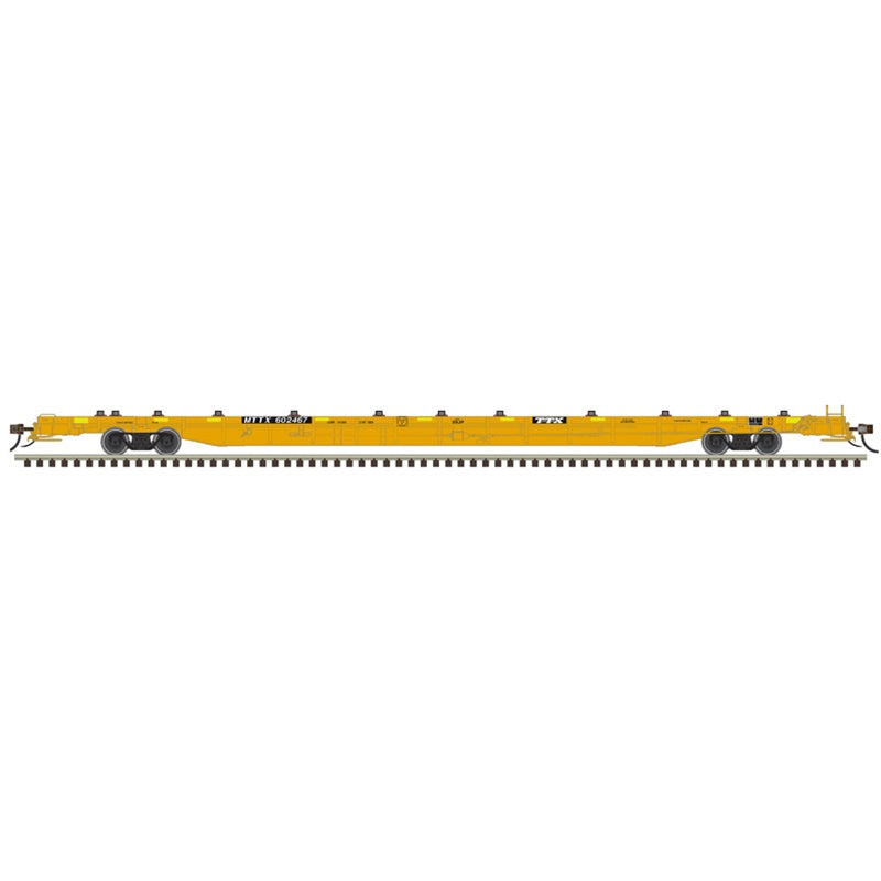Atlas N ACF 89' F89-J Flatcar w/Deck Risers - Ready to Run -- TTX MTTX #601797 (yellow, black, yellow conspicuity marks)