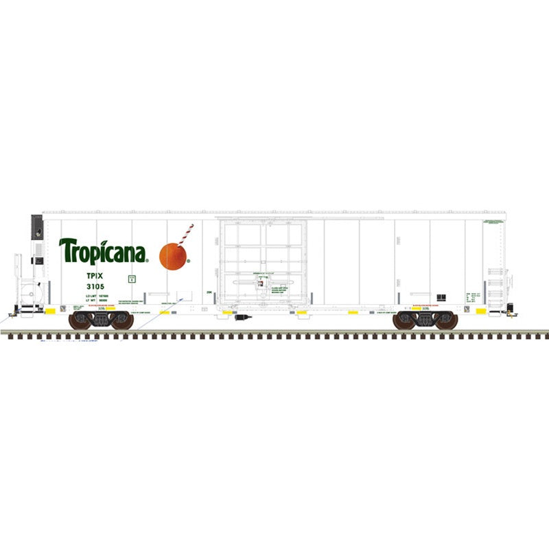 Atlas Master (3-Rail) O Trinity 64' Reefer Tropicana (Conspic Stripes) #3105