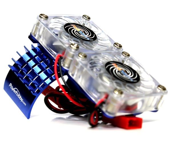 PowerHobby Power Hobby Aluminum Motor Heatsink & Twin Cooling Fan, for Slash 4WD, Blue - PHBFSBLUE