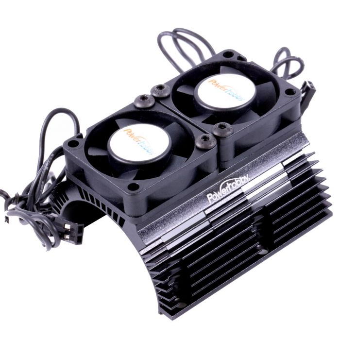 PowerHobby Power Hobby Heat Sink w/ Twin Tornado High Speed Fans, for 1/8 Motors, Black - PHBPH1289BLACK