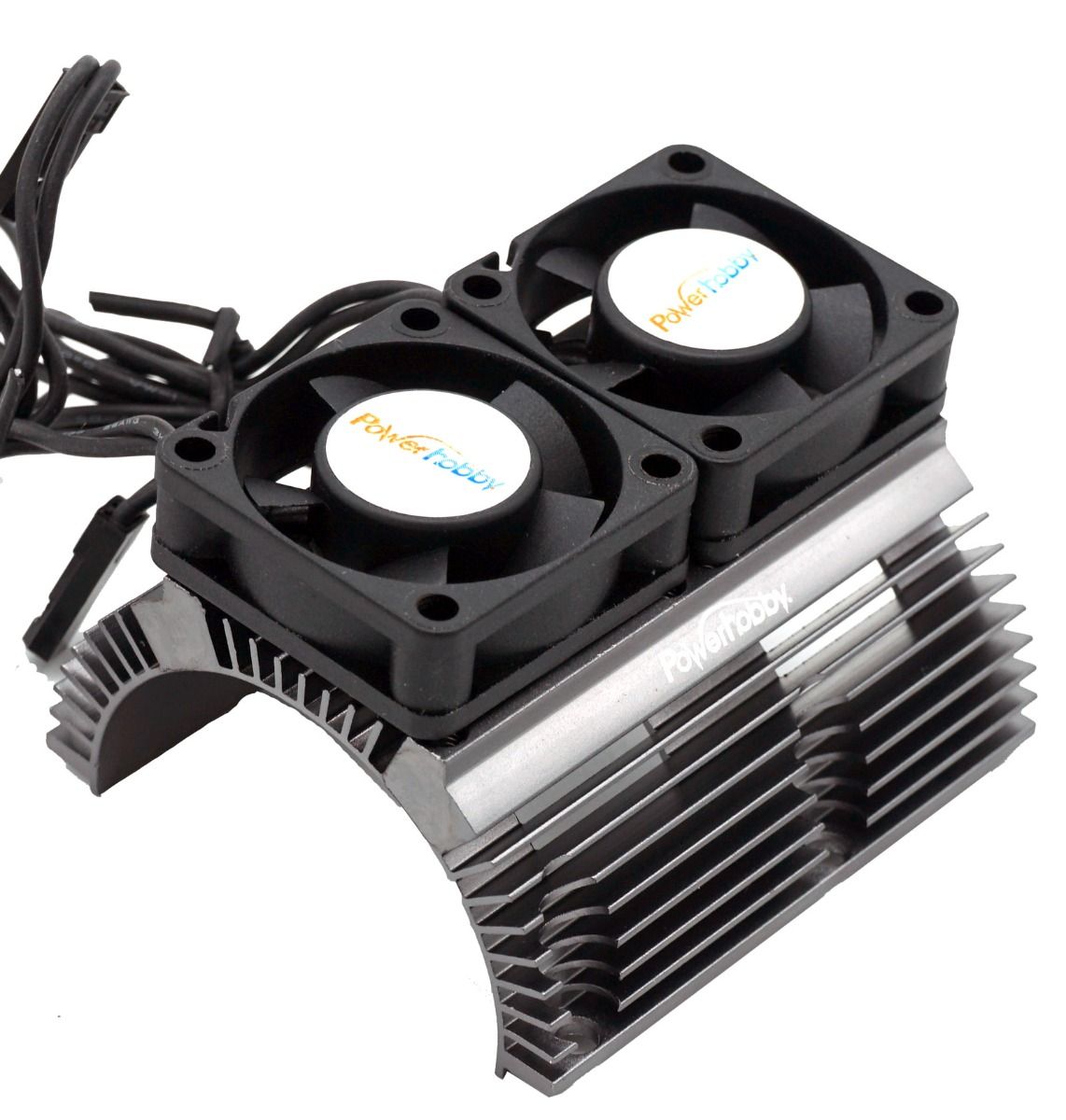 Powerhobby Heat Sink w Twin Turbo High Speed Cooling Fans 1/8 Motors-GunMetal - PHBPH1289GUN