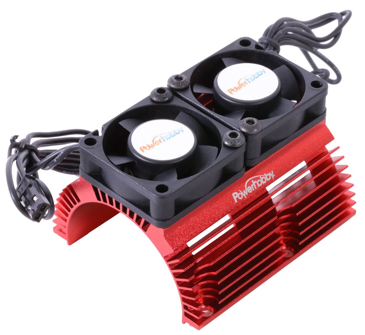 PowerHobby Power Hobby Heat Sink w/ Twin Tornado High Speed Fans, for 1/8 Motors, Red - PHBPH1289RED