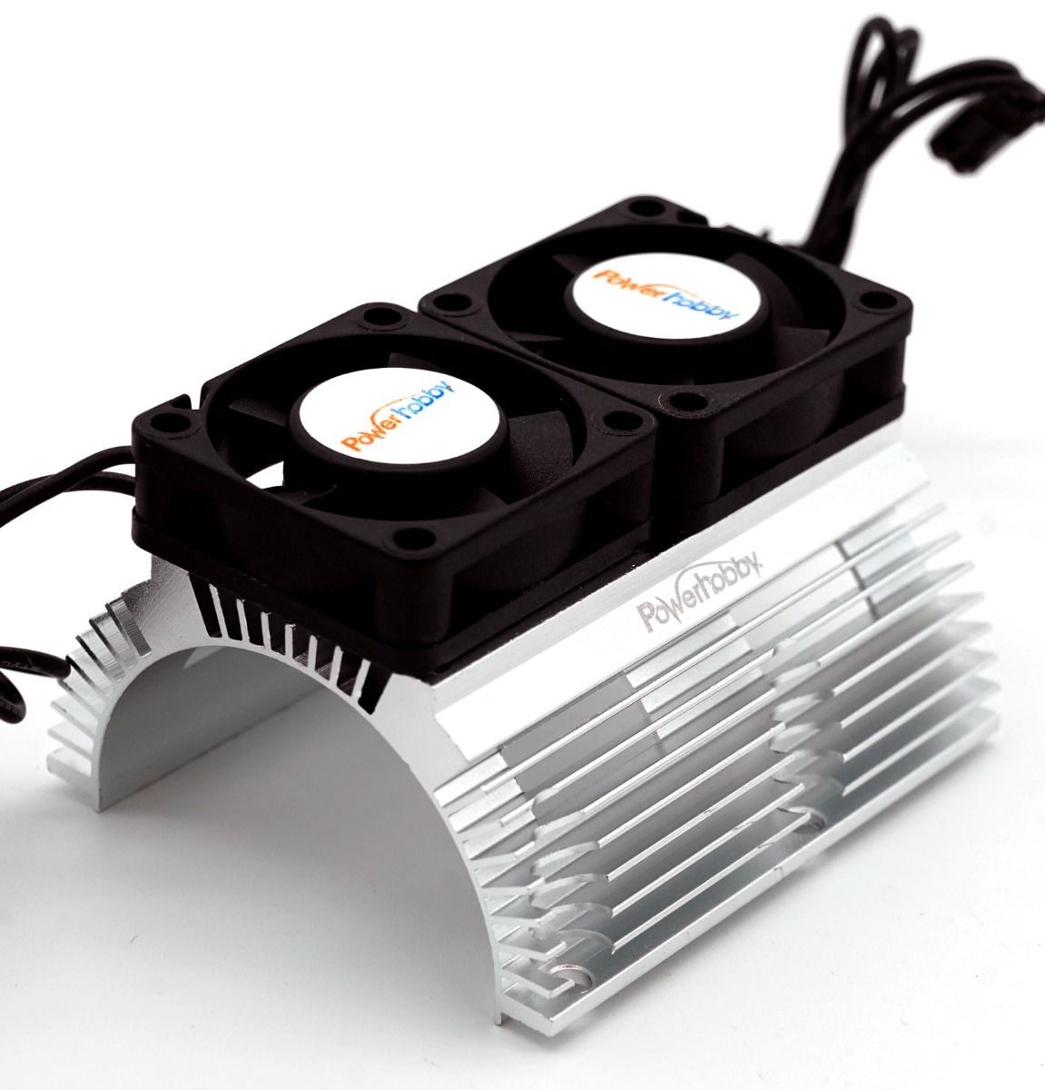 Powerhobby Heat Sink w Twin Turbo High Speed Cooling Fans 1/8 Motors-Silver - PHBPH1289SILVER
