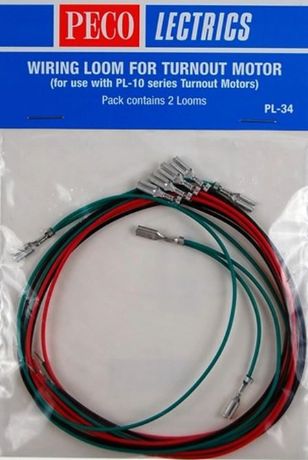 Peco PL-34 Wiring Harness pkg(2) -- For PL-10 Turnout Motor (#552-3010, Sold Separately)