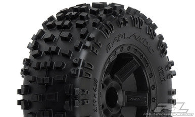 Pro-Line Badlands 2.8 All Terrain Tires Mounted on Desperado Black Wheels - PRO117312