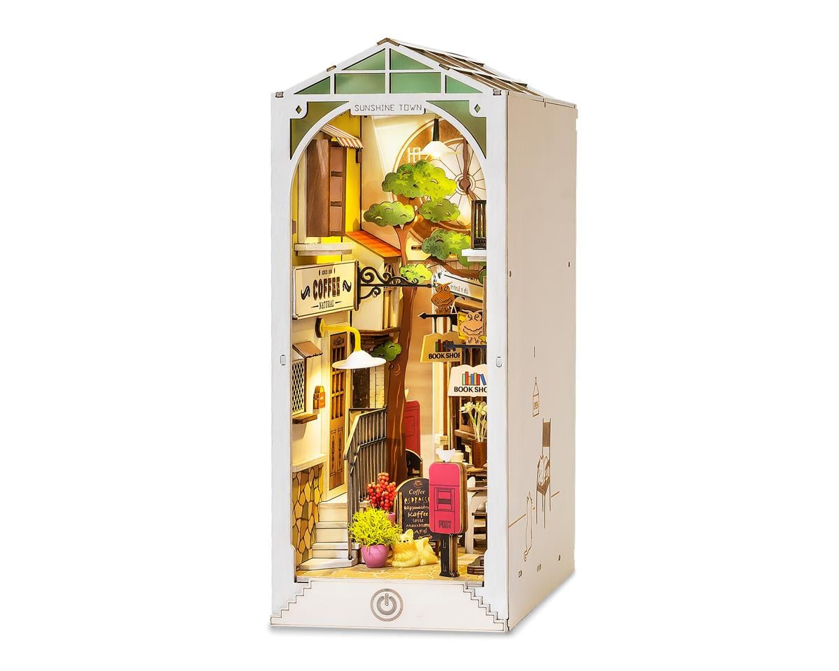 Robotime Rolife 3D Wooden Sunshine Town Book Nook Shelf Insert Kit