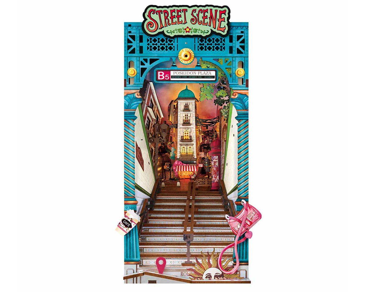 Robotime Street Scene Book Nook Shelf Insert Miniature 3D Wooden Model Kit
