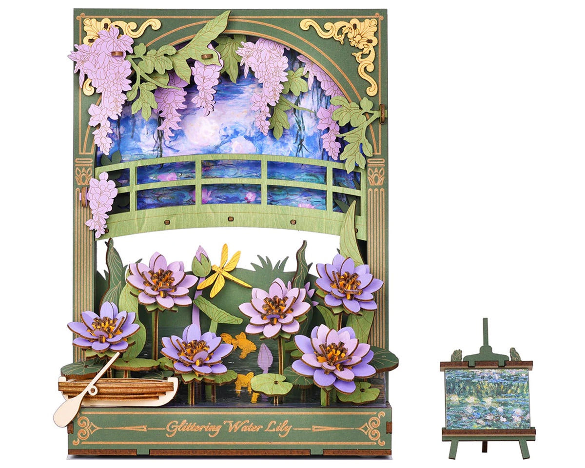 Robotime Glittering Water Lily Wall Art Miniature 3D Wooden Model Kit