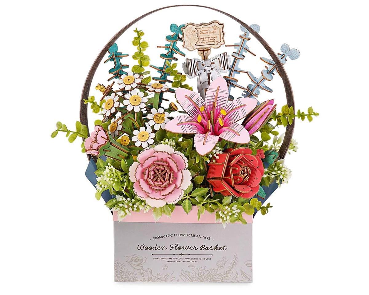 Robotime Rowood Wooden Flower Basket 3D Wooden Model Kit