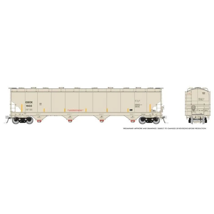Rapido Trains HO Trinity 6241 cuft Plastics Covered Hopper GSOL (Sasol Chemicals): 6-Pack