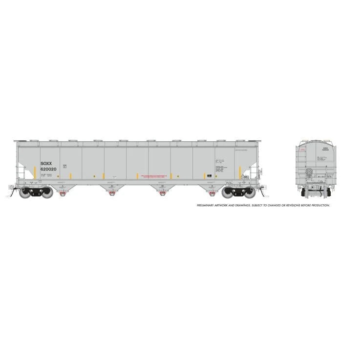 Rapido Trains HO Trinity 6241 cuft Plastics Covered Hopper SOXX (SMBC Rail Services): 6-Pack