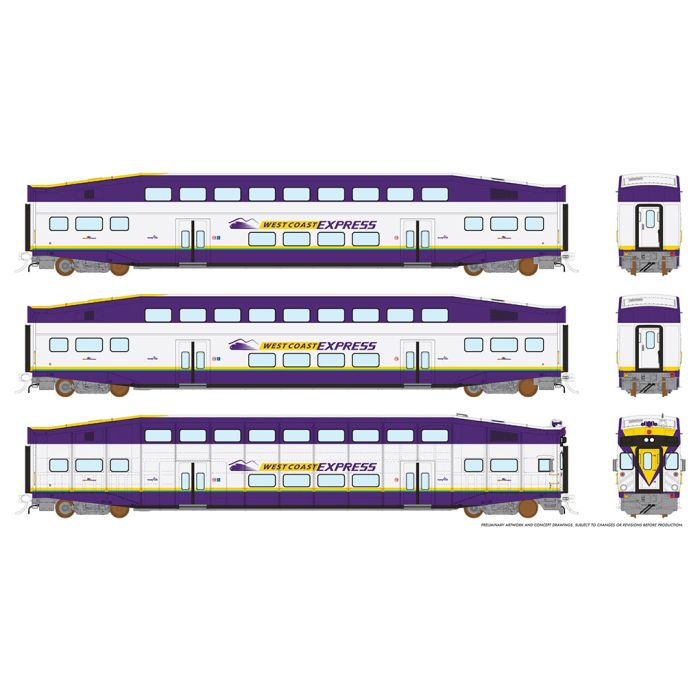 Rapido Trains HO BiLevel Commuter Car - WCE: Set #1 - RPI146018