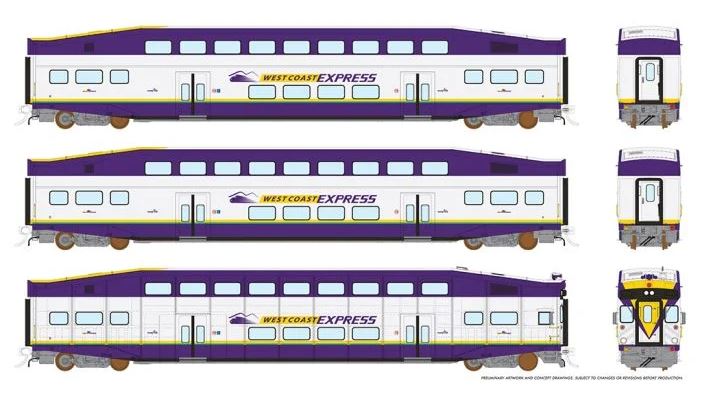 Rapido Trains HO BiLevel Commuter Car - WCE: Set #2 - RPI146019