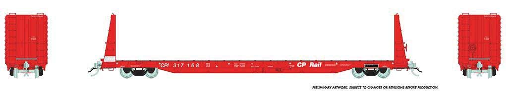 Rapido Trains HO Marine Ind Bulkhead Flatcar CPR Red - RPI147001A