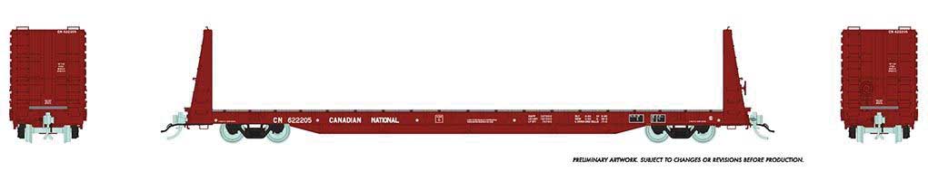 Rapido Trains HO Natl Steel Bulkhead Flatcar CN Brown - RPI147003A