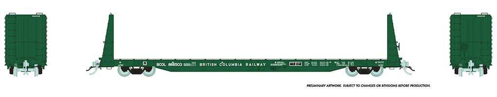 Rapido Trains HO Marine Ind Bulkhead Flatcar BCR Dark Green - RPI147005A