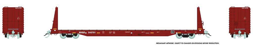 Rapido Trains HO Marine Ind Bulkhead Flatcar BNSF Brown - RPI147008A