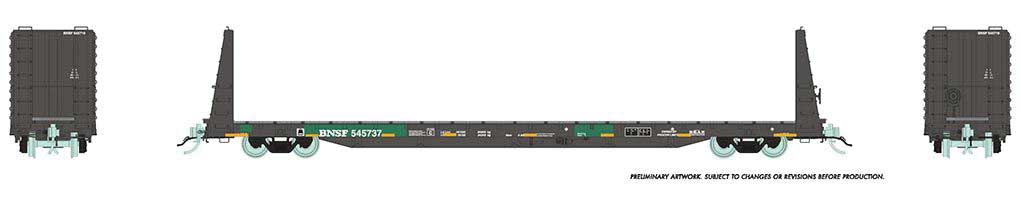 Rapido Trains HO Marine Ind Bulkhead Flatcar BNSF ExBCR - RPI147009A