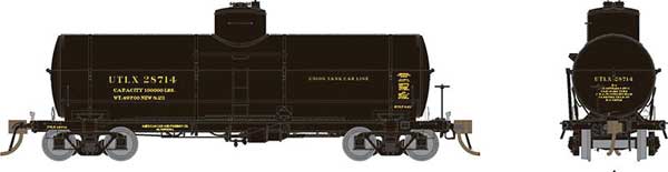 Rapido Trains Union Tank Car 10,000-Gallon X-3 Tank Car - Ready to Run -- Union Tank Car (1920s Scheme; black, yellow) - RPI159001A