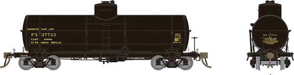 Rapido Trains Union Tank Car 10,000-Gallon X-3 Tank Car - Ready to Run -- Products Tank Line (black, yellow) - RPI159004A