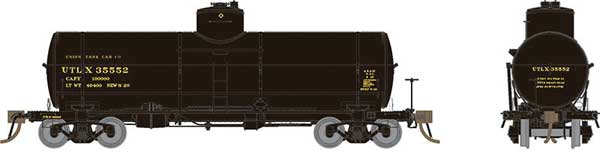 Rapido Trains RPI159007A Union Tank Car 10,000-Gallon X-3 Tank Car - Ready to Run -- Union Tank Car UTLX (1950s Scheme, black, yellow) - RPI159007A
