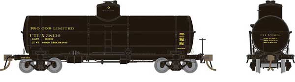 Rapido Trains RPI159009A Union Tank Car 10,000-Gallon X-3 Tank Car - Ready to Run -- Procor Limited UTLX (black, yellow) - RPI159009A