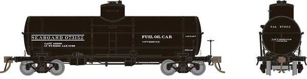 Rapido Trains Union Tank Car 10,000-Gallon X-3 Tank Car - Ready to Run -- Seaboard Air Line (black, white) - RPI159011A