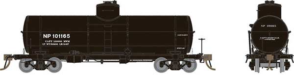 Rapido Trains Union Tank Car 10,000-Gallon X-3 Tank Car - Ready to Run -- Northern Pacific (black, white) - RPI159012A