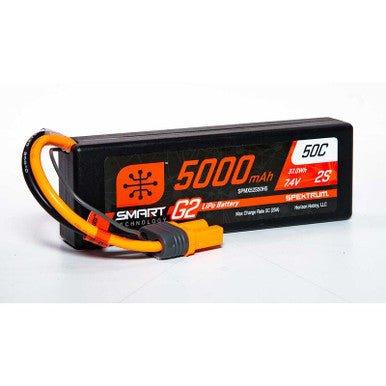 Spektrum 5000mAh 2S 7.4V Smart G2 LiPo 50C Hard Case; IC5
