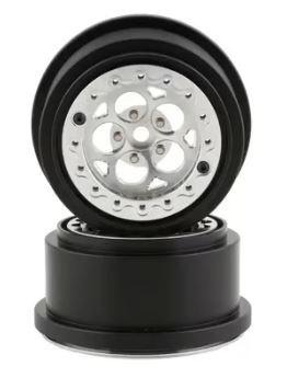 Max Speed Technology 5 Hole Lightweight Aluminum Drag Racing Beadlock Wheels (Silver) (2) (2.2/3.0") - SSD00527