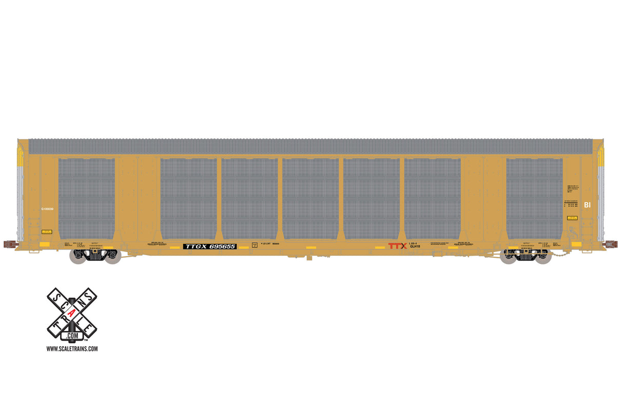 Scaletrains Operator HO Scale Gunderson Multi-Max Autorack, TTX/Yellow/TTGX (Run 2) 695655 - SXT11281