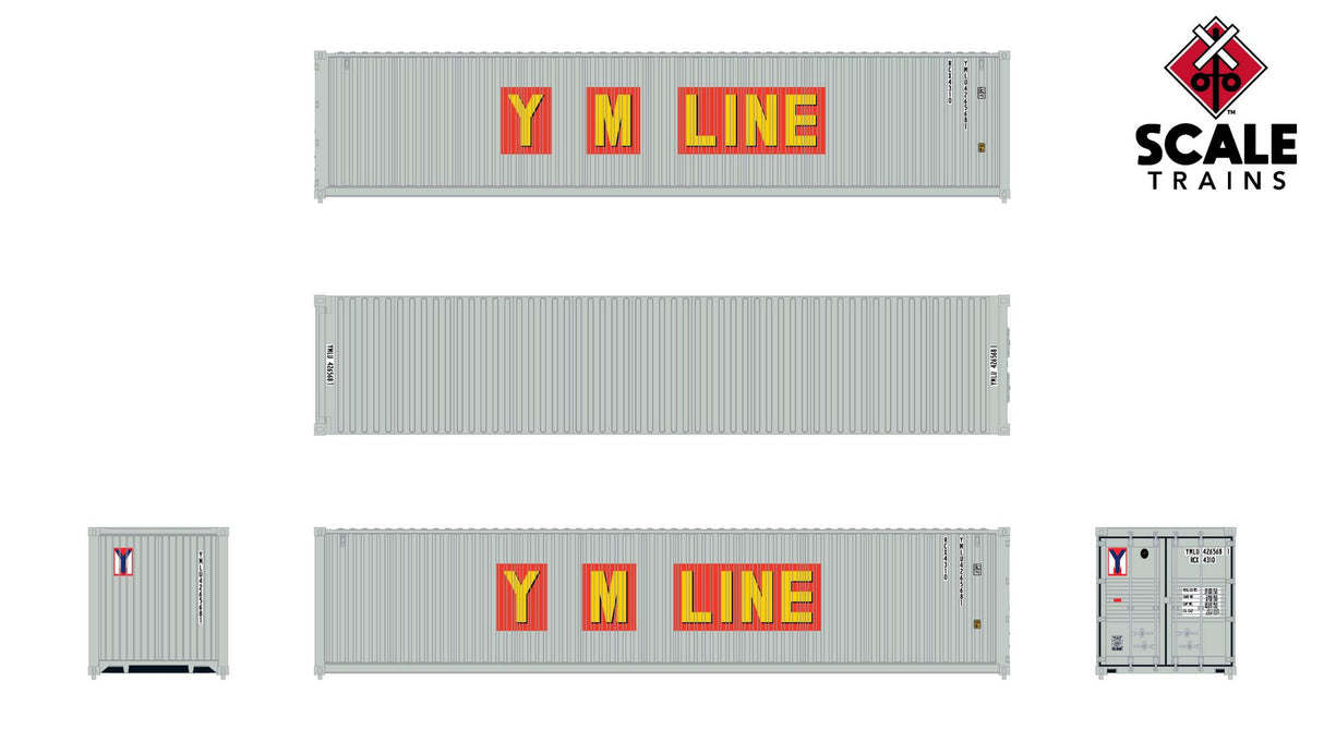 Operator HO 40' Modern Angled Corrugated Dry Container - Yank Ming / Original Logo 3-Pack #4249335, 4323200, 4351347