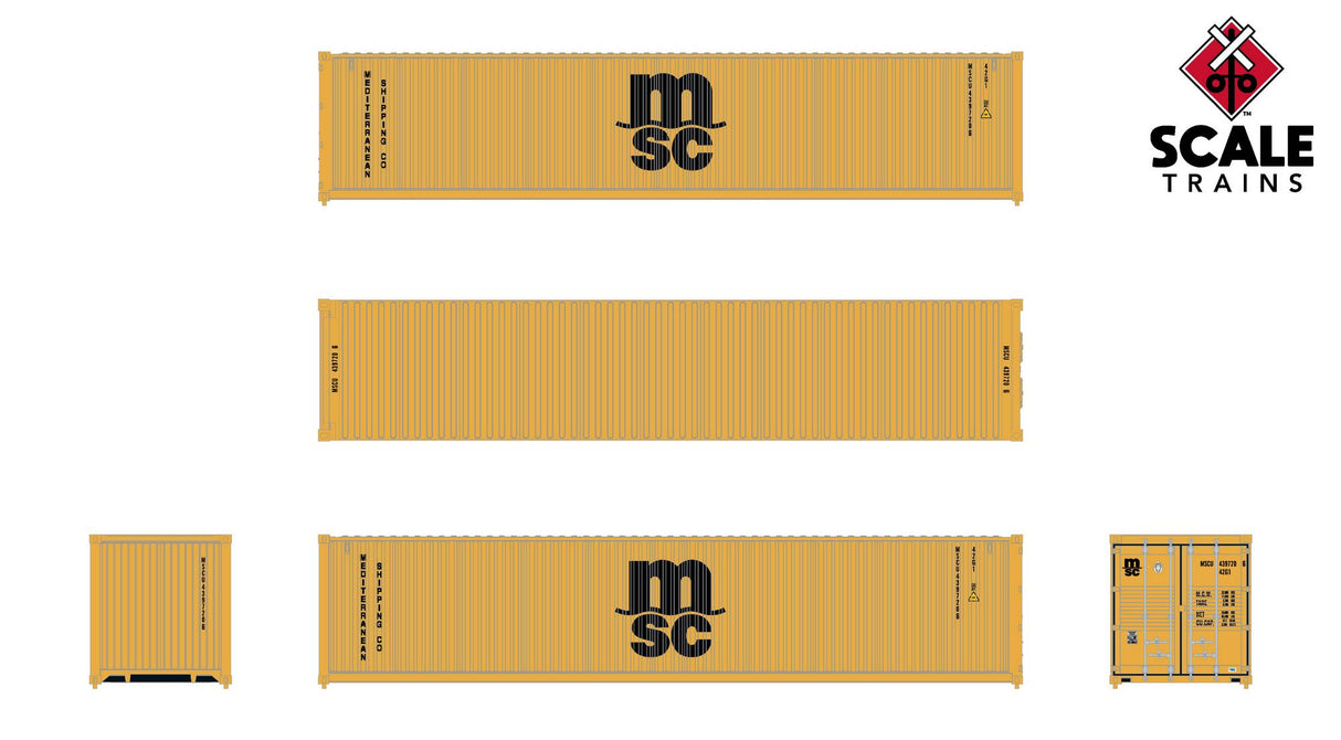 Operator HO 40' Modern Angled Corrugated Dry Container - MSC 3-Pack #4375871, 4788197, 5967793