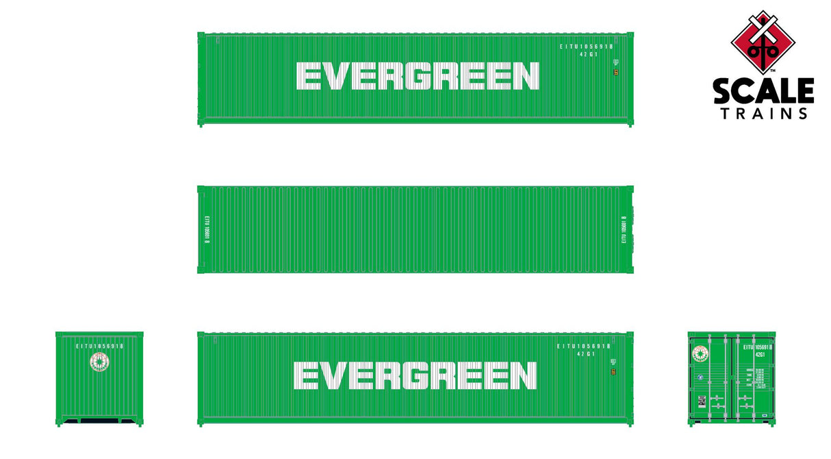 Operator HO 40' Modern Angled Corrugated Dry Container - Evergreen 3-Pack #1323690, 1355147, 1453009