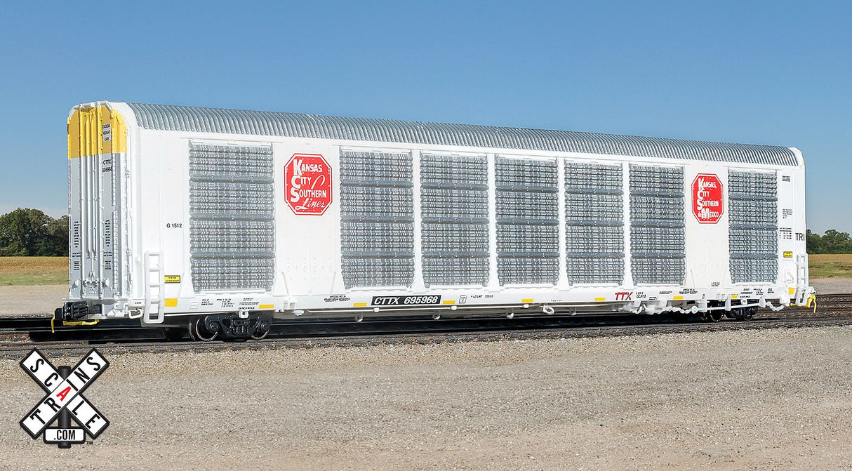 Scaletrains SXT32697 Rivet Counter N Scale Gunderson Multi-Max Autorack, Kansas City Southern/White/CTTX - SXT32697