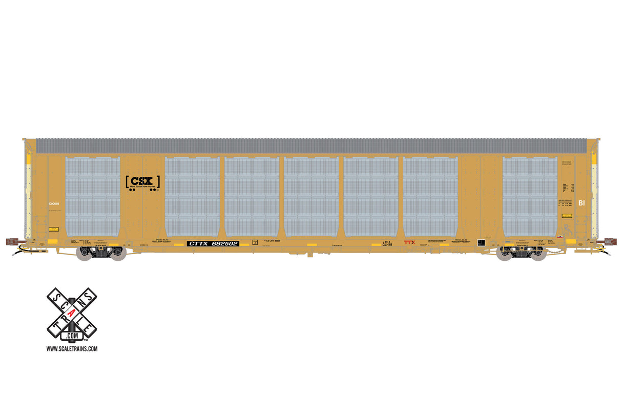 Scaletrains Rivet Counter HO Scale Gunderson Multi-Max Autorack, CSX/Boxcar Logo/CTTX (Run 2) 692502 - SXT32757