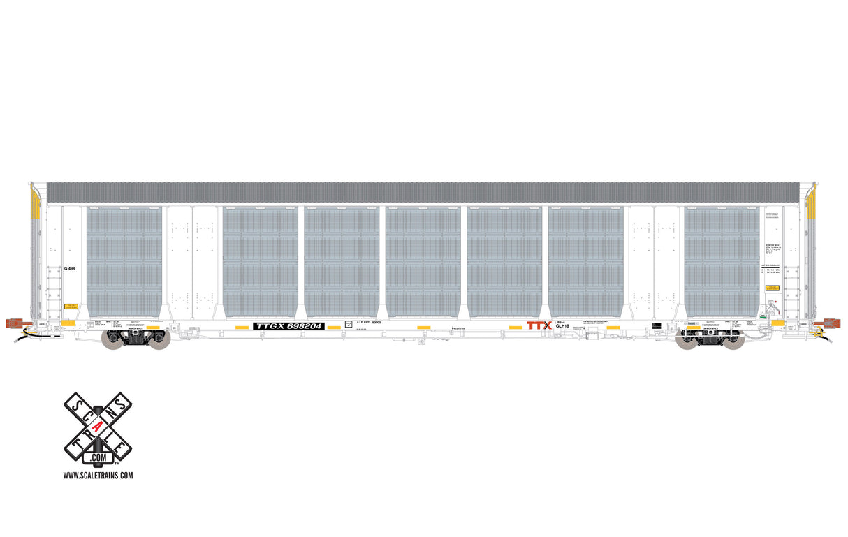 Scaletrains Rivet Counter HO Scale Gunderson Multi-Max Autorack, TTX/White/TTGX (Run 2) 698240 - SXT32776