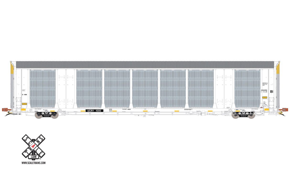 Scaletrains Rivet Counter HO Scale Gunderson Multi-Max Autorack, Utah Central/White/UCRY (Run 2) – 1057 - SXT32780
