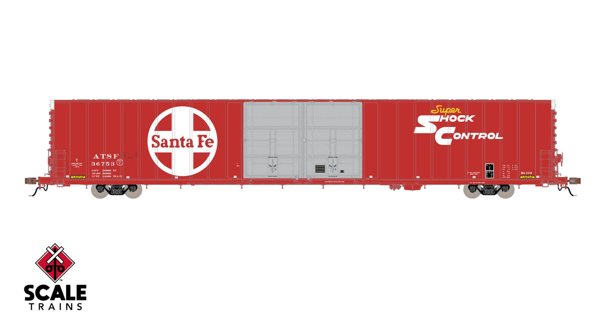 Rivet Counter HO Scale Thrall 86' High-Cube Double-Plug-Door Boxcar, Santa Fe / ATSF #36753
