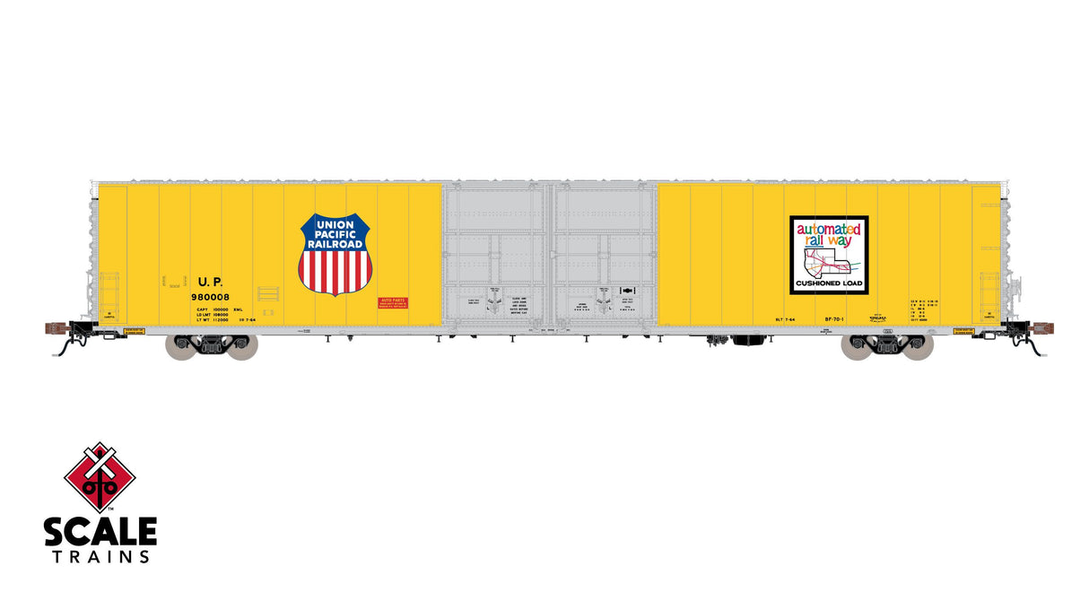 Rivet Counter HO Scale Thrall 86' High-Cube Double-Plug-Door Boxcar, Union Pacific / Automated Railway / UP #980008