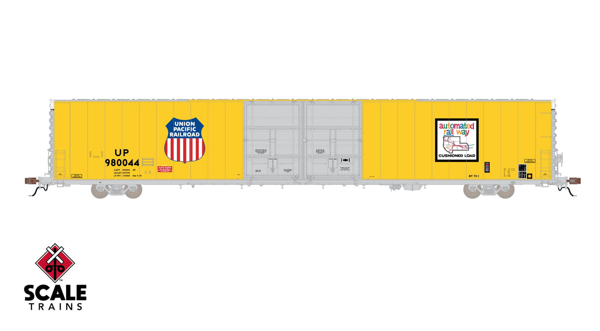 Rivet Counter HO Scale Thrall 86' High-Cube Double-Plug-Door Boxcar, Union Pacific / Automated Railway / Patched / UP #980044