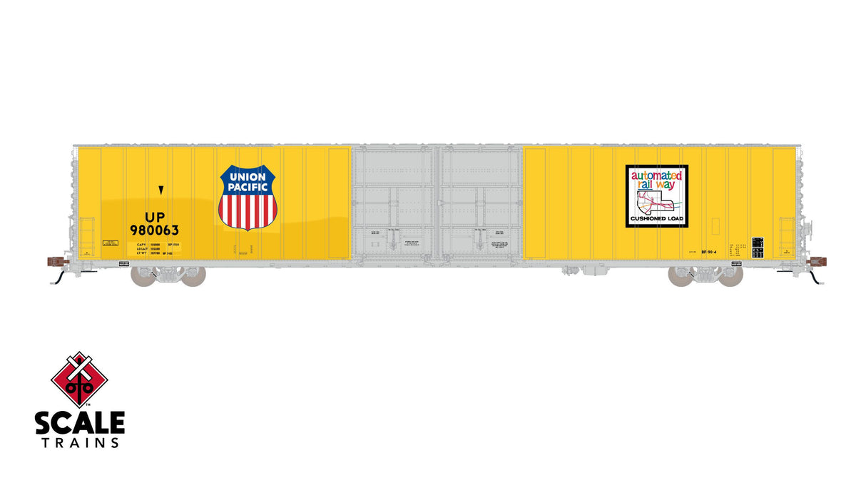 Rivet Counter HO Scale Thrall 86' High-Cube Double-Plug-Door Boxcar, Union Pacific / Automated Railway / Patched / UP #980063