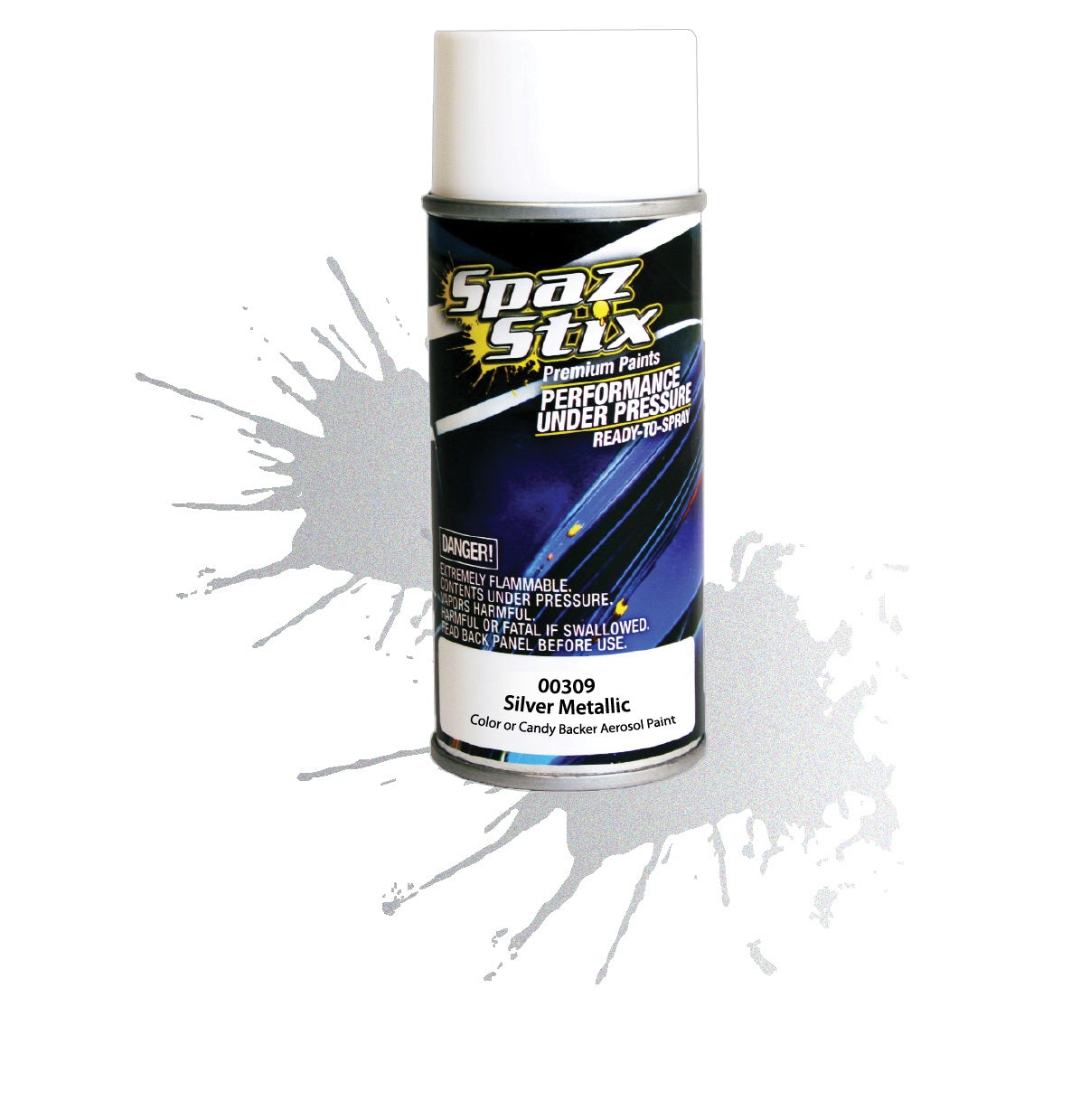 Spaz Stix Metallic Silver/Candy Backer, Aerosol Paint, 3.5oz Bottle - SZX00309