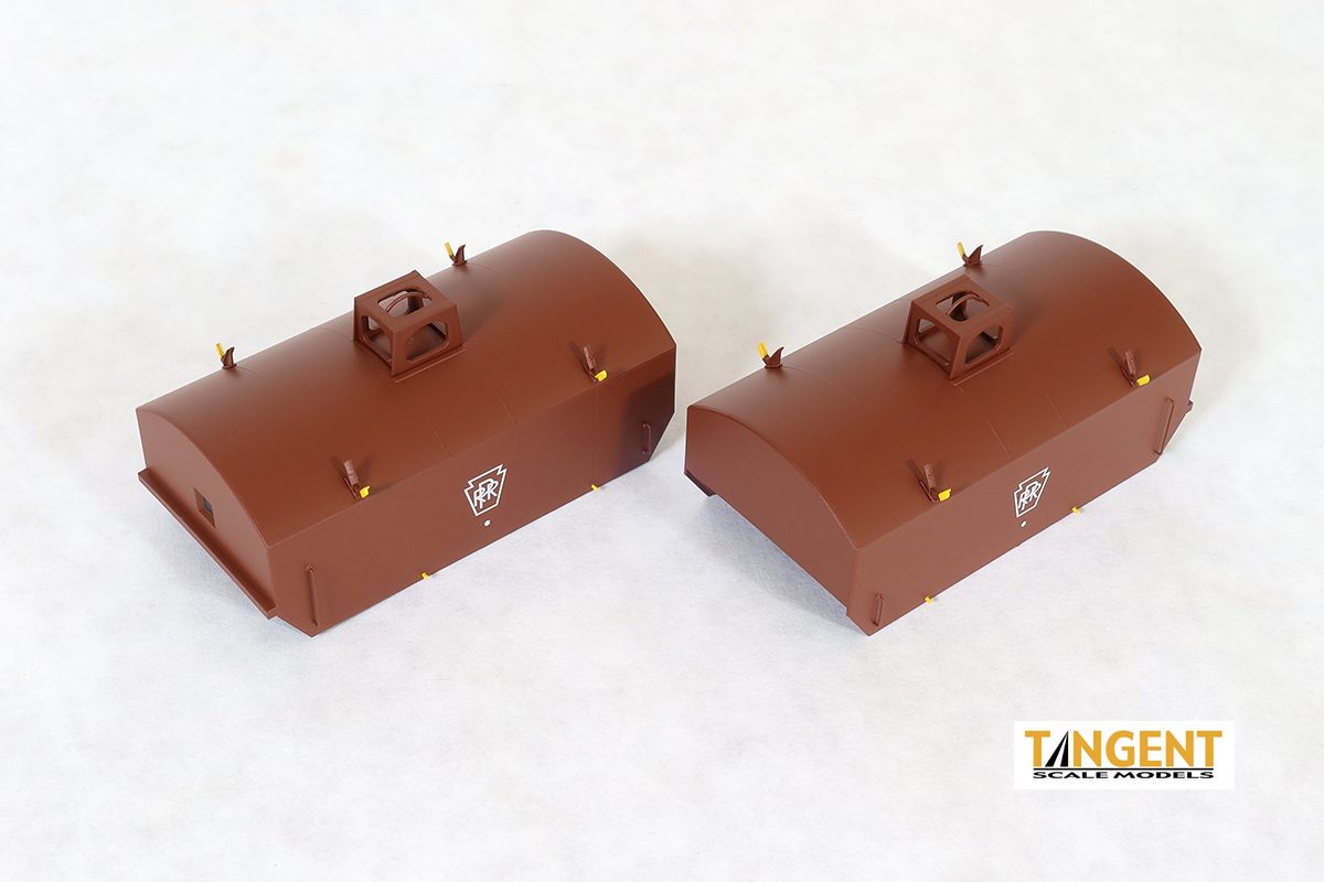 Tangent Scale Models Pennsylvania Railroad (PRR) "Version 1 Logo" G41A Coil Car Hoods 2-pack - Painted and Assembled - TAN27080-01